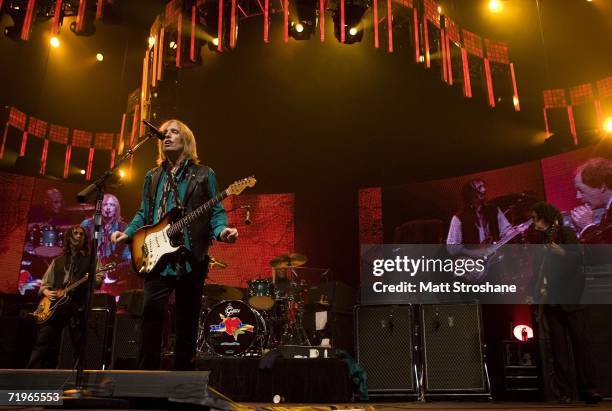 Mike Campbell, Steve Ferrone, Tom Petty and Ron Blair of Tom Petty and the Heartbreakers perform on their Highway Companion Tour at the Stephen J....