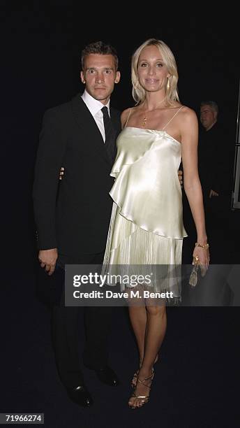 Footballer Andriy Shevchenko with wife Kristen Pazik attend the fashion show and party to celebrate the launch of Emporio Armani RED collection, at...