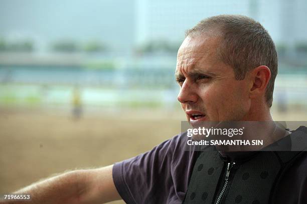 New Zealand born Melbourne Cup winning jockey Shane Dye trains 22 September, 2006 for his upcoming race in Hong Kong. Dye will have his first race in...