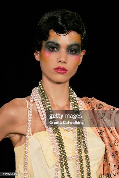 Model walks down the catwalk during the Basso And Brooke Fashion show at The Shepherds Bush Empire as part of London Fashion Week Spring/Summer 2007...