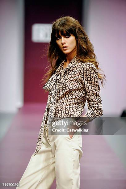 Model walks down the catwalk during the Biba Fashion Show at the BFC tent on September 19, 2006 in London, England.