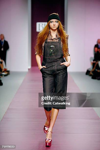 Model Lilly Cole walks down the catwalk during the Biba Fashion Show at the BFC tent on September 19, 2006 in London, England.