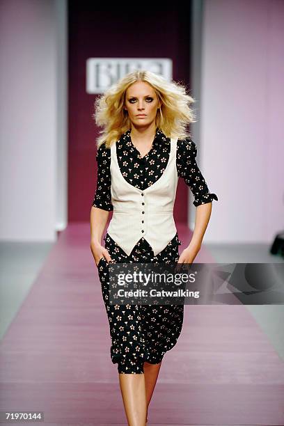 Model walks down the catwalk during the Biba Fashion Show at the BFC tent on September 19, 2006 in London, England.