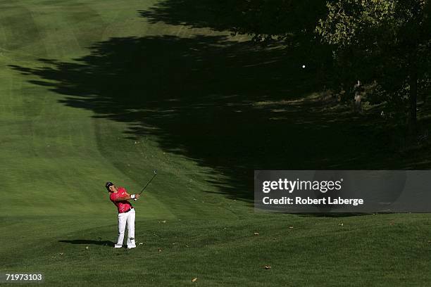 Nicole Perrot of Chile makes an approach shot during the second round of the LPGA Longs Drugs Challenge on September 22, 2006 at the Blackhawk...