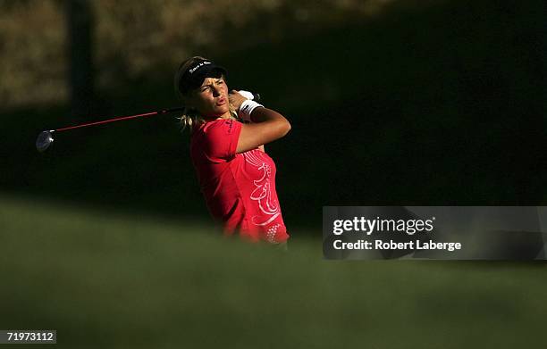 Nicole Perrot of Chile makes an approach shot during the second round of the LPGA Longs Drugs Challenge on September 22, 2006 at the Blackhawk...