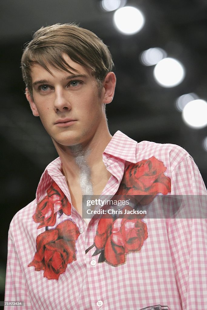 Model Named Rude A model walks down the catwalk during the B-Rude Fashion show as part ...