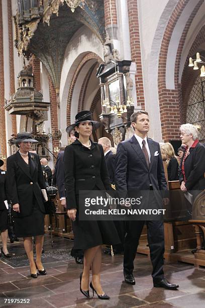 Danish Crown Prince Frederik and Crown Princess Mary leave after the re-burial ceremony of Danish Princess Dagmar, who later took the name of Maria...