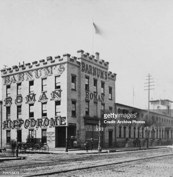 The first Madison Square Garden building, leased to American showman, P. T. Barnum and named 'Barnum's Roman Hippodrome', Manhattan, New York City,...
