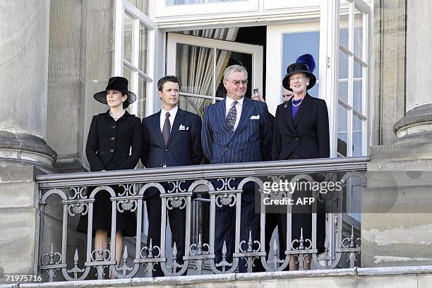 Members of the Royal Danish family from L to R: Crown Princess Mary, Crown Prince Frederik, Prince Consort Henrik and Queen Margrethe, watch as the...