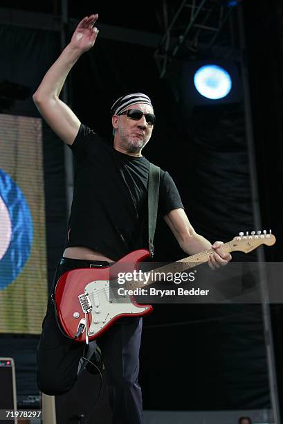 Guitarist Pete Townshend of The Who performs onstage at the Virgin Festival by Virgin Mobile at Pimlico Race Course on September 23, 2006 in...