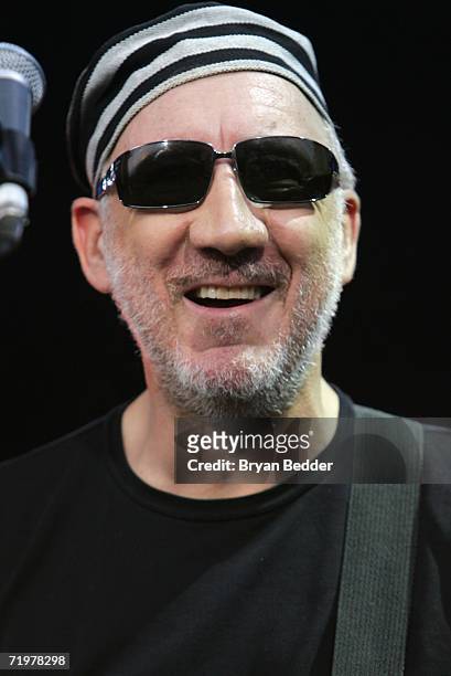 Guitarist Pete Townshend of The Who performs onstage at the Virgin Festival by Virgin Mobile at Pimlico Race Course on September 23, 2006 in...