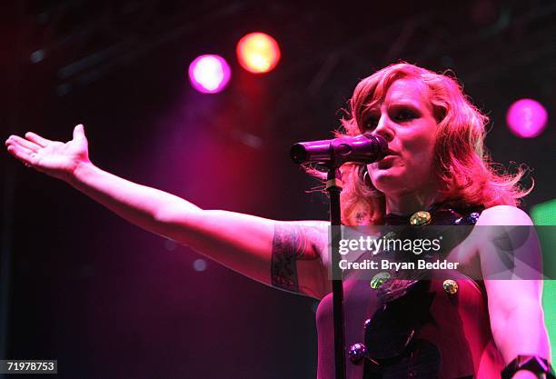 Singer Ana Matronic of Scissor Sisters performs onstage at the Virgin Festival by Virgin Mobile at Pimlico Race Course on September 23, 2006 in...