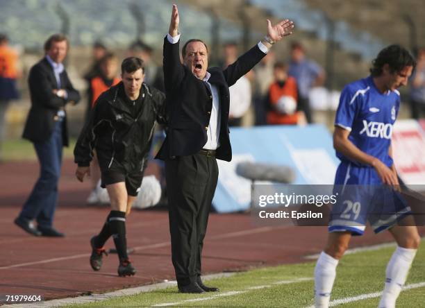 Head coach of Zenit St. Petersburg Dick Advocaat looks on during the Football Russian League Championship match between Zenit St. Petersburg and...