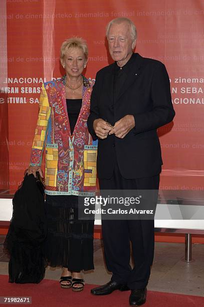 Actor Max Von Sydow and his wife Catherine arrives at the Kursaal Palace during day 4 of 54th San Sebastian Film Festival on September 24, 2006 in...