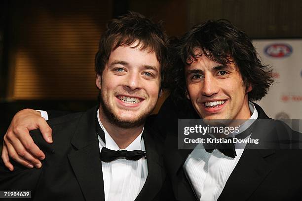 Actor/comedian Hamish Blake and comedian Andy Lee arrive for the 2006 AFL Brownlow Medal Dinner at Crown Casino September 25, 2006 in Melbourne,...