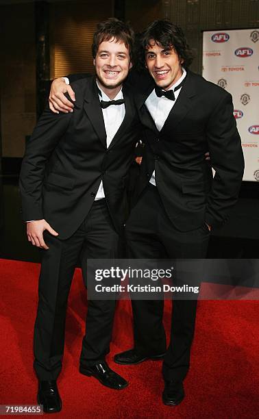 Actor/comedian Hamish Blake and comedian Andy Lee arrive for the 2006 AFL Brownlow Medal Dinner at Crown Casino September 25, 2006 in Melbourne,...