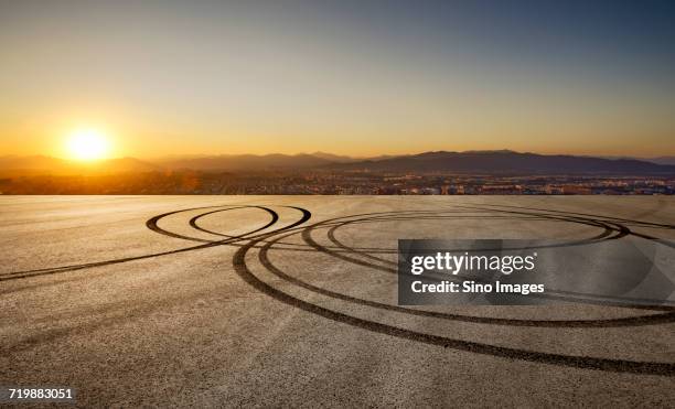 beijing cityscape from asphalt road with car skid marks, beijing, china - skid marks stock pictures, royalty-free photos & images