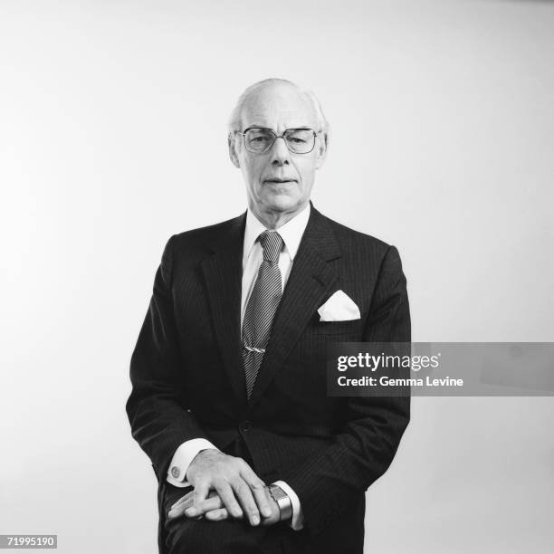 Denis Thatcher , British businessman and husband of British Prime Minister Margaret Thatcher, circa 1985.