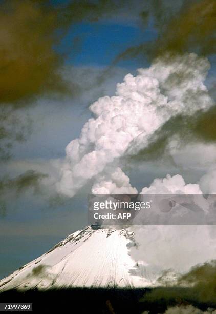 Low-intensity fume emanates from the Popocatepetl volcano in Puebla State, 25 July 2006, 180 km from Mexico City. The army is permanently stationed...