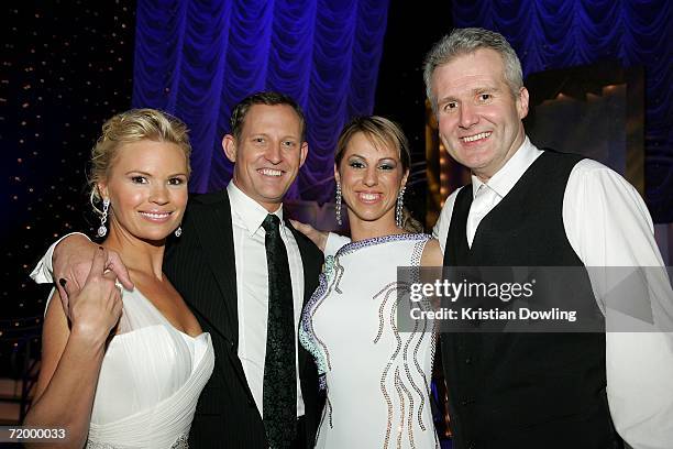 Host Sonia Kruger, Judge Todd McKenney, dance partners Linda DeNicola and Basketball legend Andrew Gaze attend the Dancing With The Stars after show...