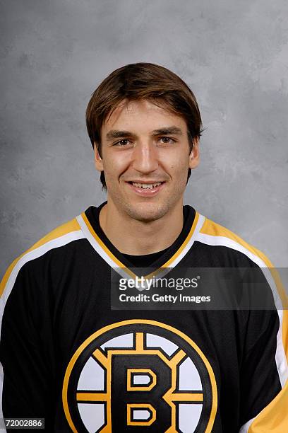 Patrice Bergeron of the Boston Bruins poses for a portrait at the TD Banknorth Garden on September 12, 2006 in Boston, Massachusetts.