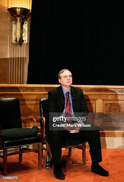 Microsoft co-founder Paul G. Allen waits to speak about the completion of the Allen Brain Atlas during a news conference on Capitol Hill September...