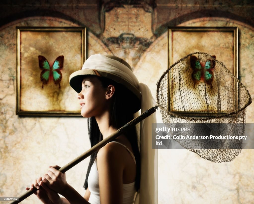 Woman with butterfly net