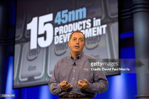 Intel Corporation CEO Paul Otellini delivers his keynote speech as he opens the Intel Developers Forum September 26, 2006 at the Moscone Center in...