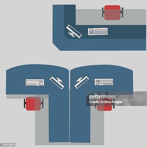 high angle view of cubicles in an office - box office stock illustrations stock illustrations