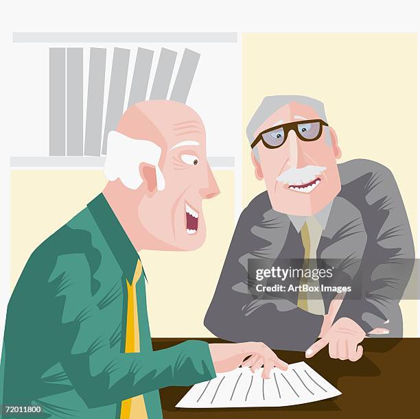 close-up of two businessmen discussion in an office - box office stock illustrations stock illustrations