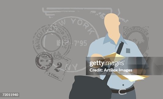 Mailman holding envelopes Mailman holding envelopes