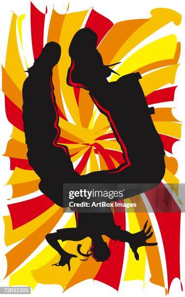 silhouette of a man breakdancing - breakdancing stock illustrations