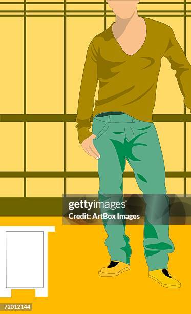 young man standing with his hand in his pocket - v neck stock illustrations