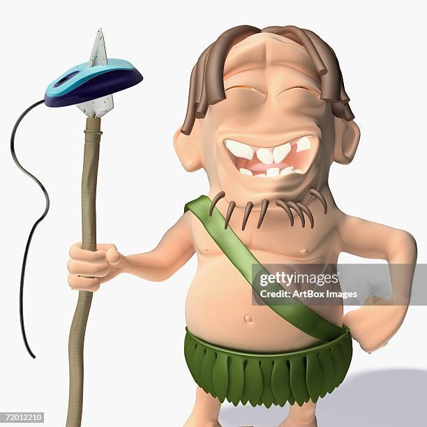 computer mouse speared by a man - caveman stock illustrations