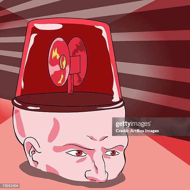 man's head in the form of a siren - emergency siren stock-grafiken, -clipart, -cartoons und -symbole