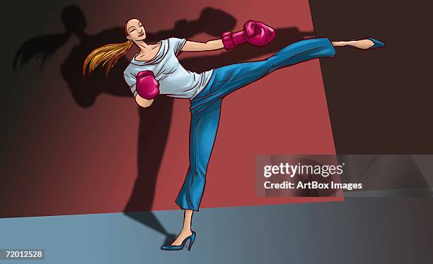 30点のキックボクシング 女性イラスト素材 Getty Images