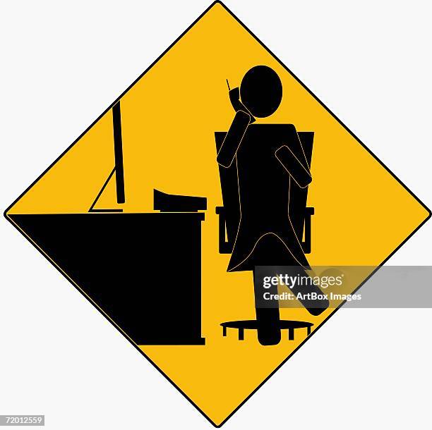 businesswoman sitting in an office chair and using a cordless phone - box office stock illustrations stock illustrations