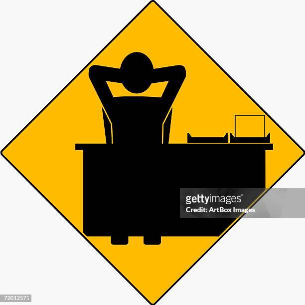 businessman sitting with his hands behind his head in an office - box office stock illustrations stock illustrations