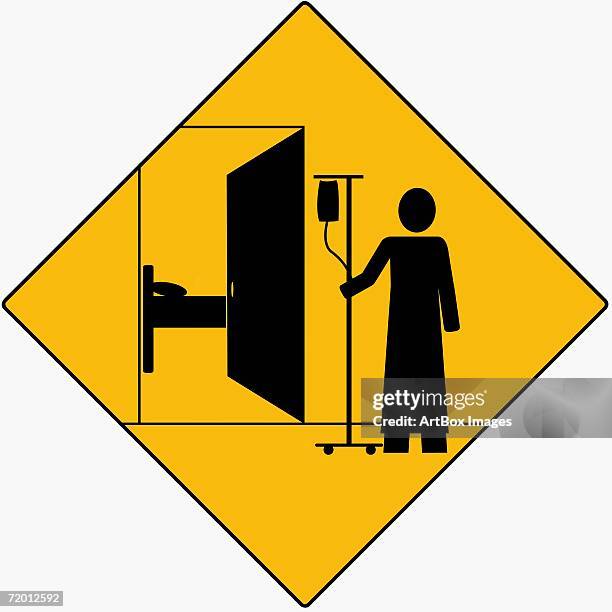 silhouette of a doctor standing with an intravenous drip - people capability digital yellow stock-grafiken, -clipart, -cartoons und -symbole