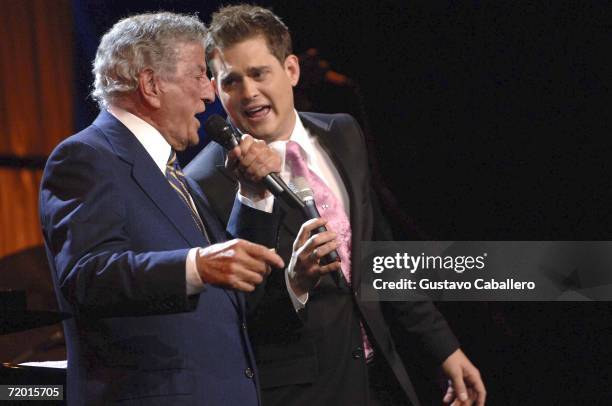 Tony Bennett and Michael Buble performs at the 106.7 Lite fm "One Night With Lite" Concert on September 26, 2006 in New York.