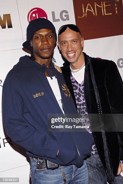 Celebrity stylists Alexander Allen and Robert Verdi attend Janet Jackson's "20 Y.O." Album Release Party at Room Service September 26, 2006 in New...