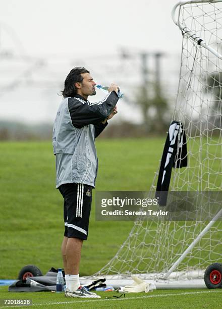 Pavel Srnicek takes a drink during a Newcastle United training session on September 27, 2006 in Newcastle-upon-Tyne, England.