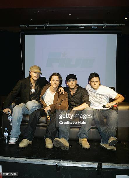 Richard Abs Breen, Richie Neville, Jason Brown and Scott Robinson of British boyband 5ive announce reforming at the Carling Academy, Islington on...