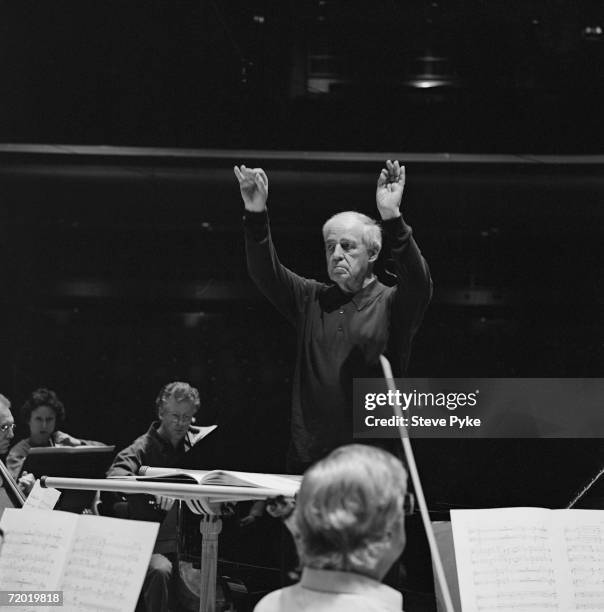 French composer and conductor Pierre Boulez, circa 1990.
