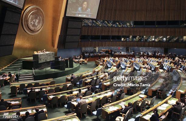 Thailand's ambassador to the U.N. Khunying Laxanachantorn Laohaphan delivers an address at the 61st session of the United Nations General Assembly at...