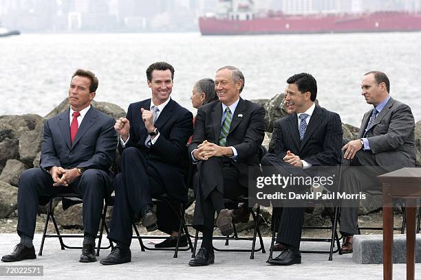 California Governor Arnold Schwarzenegger, San Francisco Mayor Gavin Newsom, New York Governor George Pataki and California Assembly Speaker Fabian...