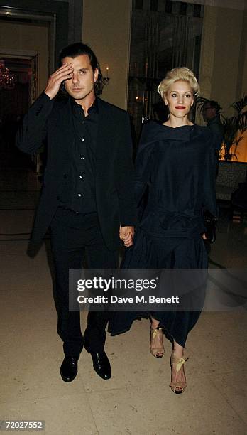 Musicians Gavin Rossdale and wife Gwen Stefani attend the opening night of Jay Jopling's new White Cube Gallery in Mason's Yard followed by party at...