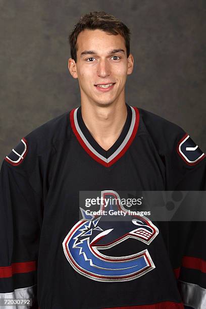 James DeMone of the Vancouver Canucks poses for a portrait at General Motors Place on September , 2006 in Vancouver, British Columbia, Canada.