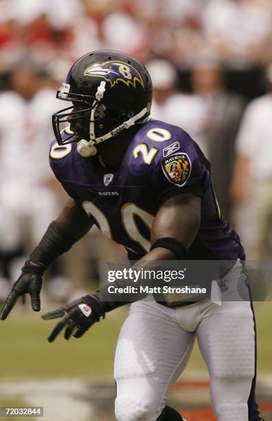 Safety Ed Reed of the Baltimore Ravens in motion against the Tampa Bay Buccaneers during their NFL game on September 10, 2006 at Raymond James...