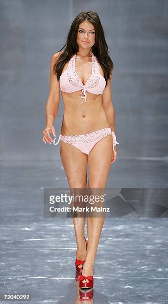 Model walks the runway during the Anna Kosturova Spring 2007 fashion show held at Performance Works Theatre on September 28, 2006 in Vancouver,...